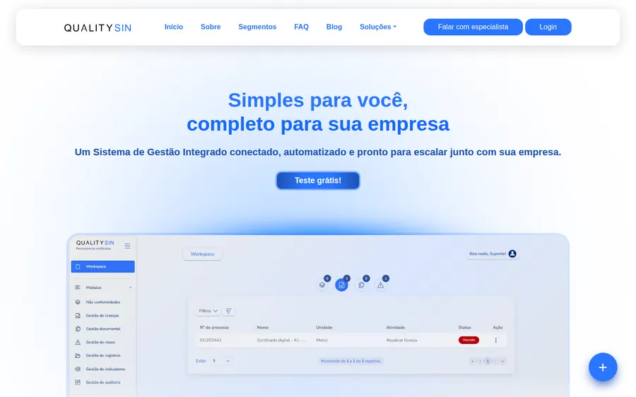 Sitio desarrollado para Qualitysin