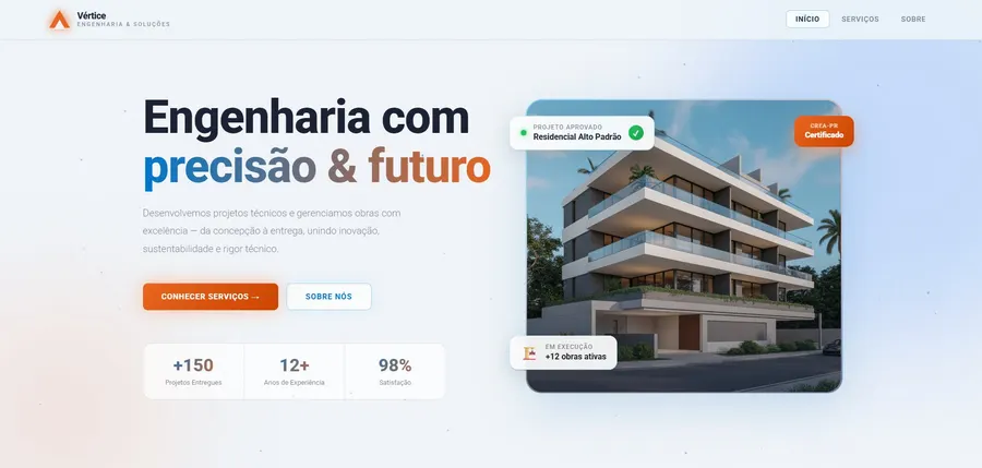 Sitio desarrollado para Vértice Engenharia & Soluções